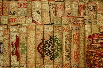 Rplls and rolls of oriental carpets