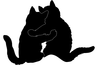 drawing of two cats hugging