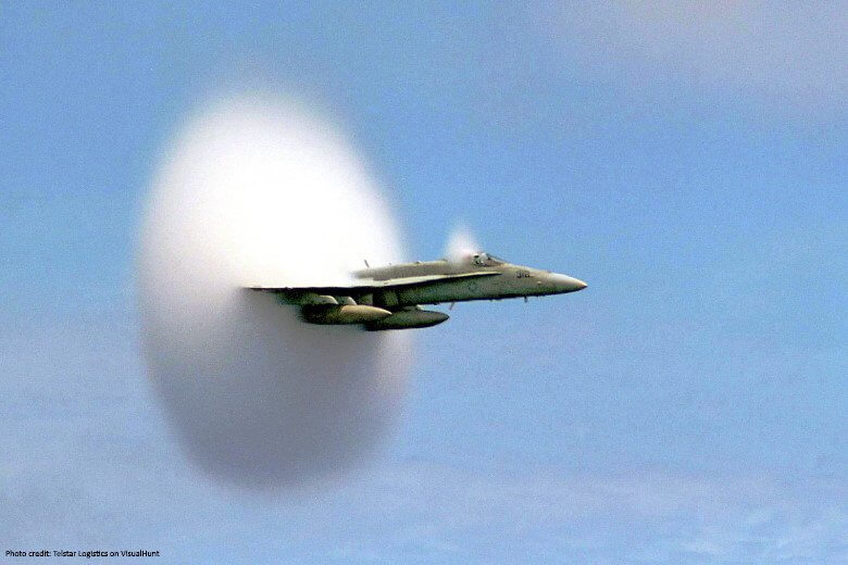 A jet breaking through the sonic barrier