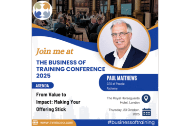 The business of training conference cover image announcing Paul Matthews as a speaker