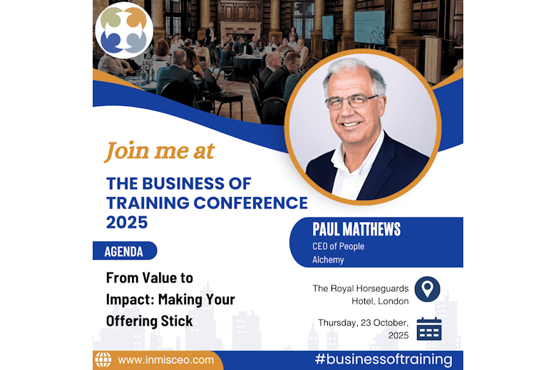 The business of training conference cover image announcing Paul Matthews as a speaker