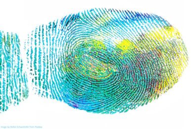 finger print in blue and green tones