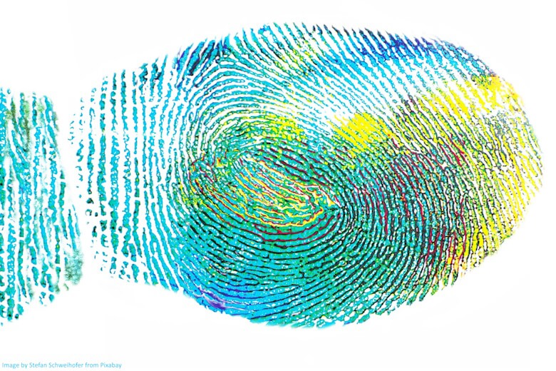 finger print in blue and green tones